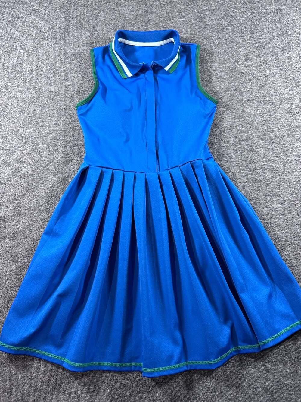 ATTR ACO Women's Royal Blue Sleeveless Polo Tennis Dress with Built-in Bra
